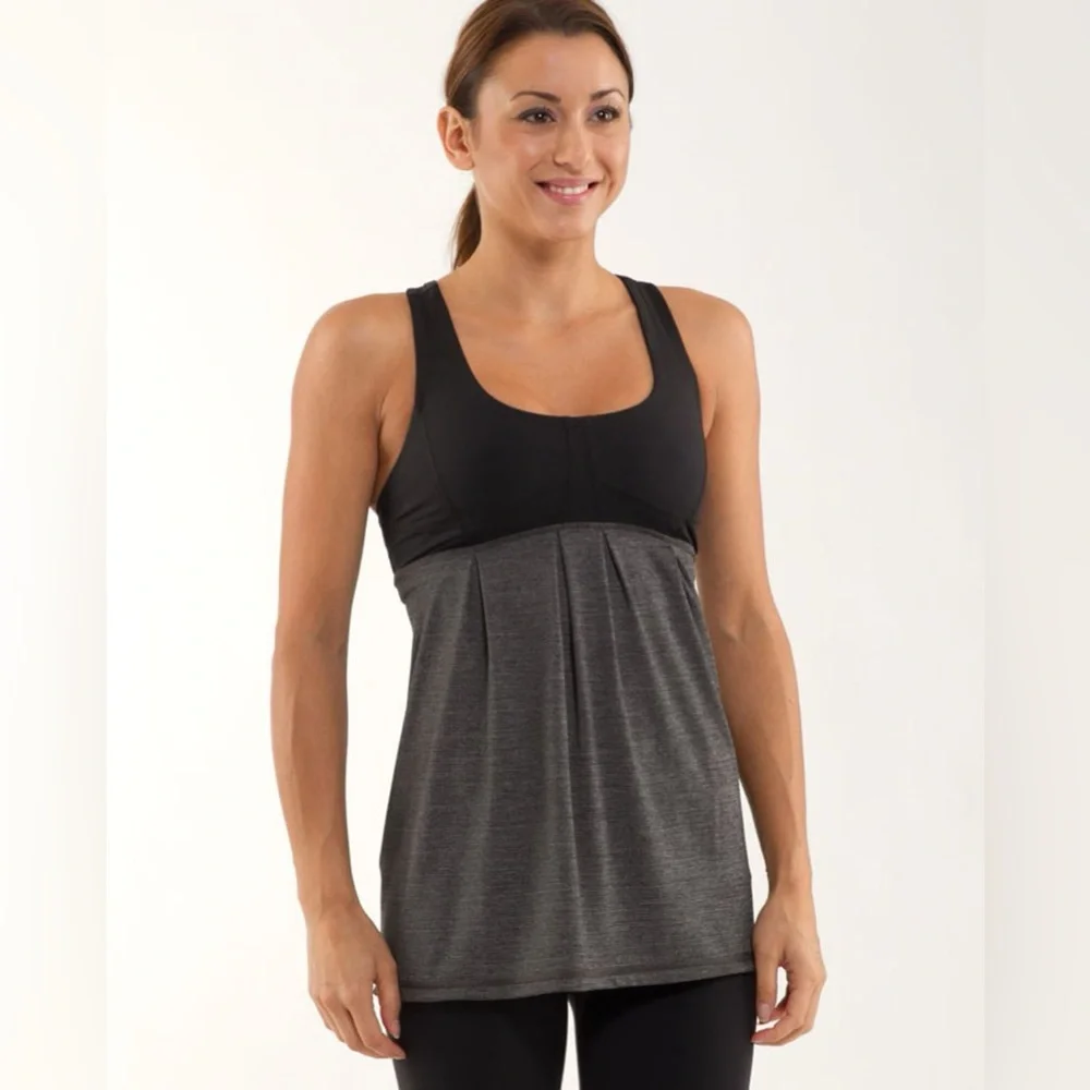 LULULEMON Run Your Heart Out Tank Heathered Black / Black No Size‎ Tag 8
